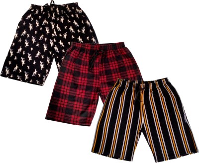 KAYU Short For Boys & Girls Casual Checkered Polyester(Multicolor, Pack of 3)