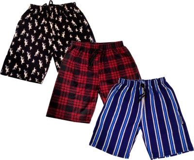 KAYU Short For Boys & Girls Casual Checkered Polyester(Multicolor, Pack of 3)