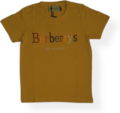 Gill Garments Boys Embroidered Cotton Blend T Shirt(Yellow, Pack of 1)