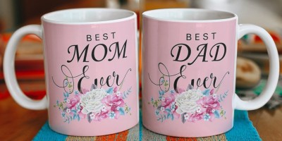 Rosemelt Dad & Mom Couple Gift for Mummy Papa, Anniversary, Birthday Gifts Gift for Mom and Dad Coffees Set -A15 Ceramic Coffee Mug(330 ml, Pack of 2)