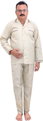 LATHIYA UNIFORM Men Solid Brown Night Suit Set