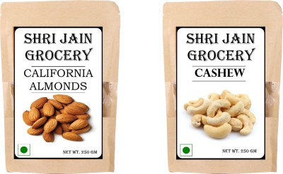 Shri Jain Grocery Premium Almond (250g) and Cashew (250g) 500g dry fruits combo pack Cashews, Almonds(2 x 125 g)