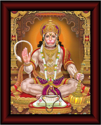 Bhawana Creation LORD HANUMAN JI 4 Digital Reprint 10 inch x 8 inch Painting(With Frame)