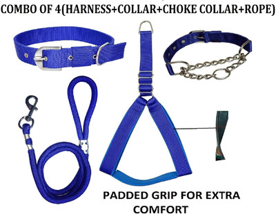 Hachiko Dog Harness & Leash(Large, Blue)