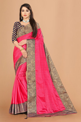 ONTIC LIFESTYLE Self Design Bollywood Art Silk Saree(Pink)