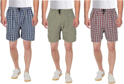 Brats N Beauty Checkered Men Multicolor Basic Shorts