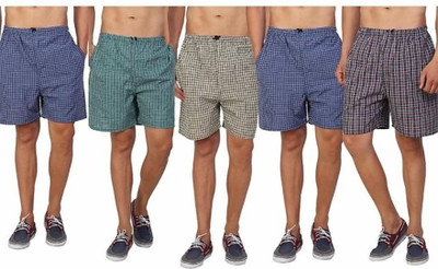 J S World Fashion Checkered Men & Women Multicolor Bermuda Shorts