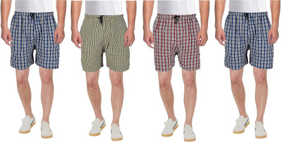 Brats N Beauty Checkered Men Multicolor Basic Shorts
