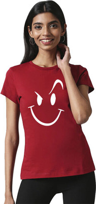 dreamkarts Graphic Print Women Round Neck Maroon T-Shirt