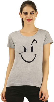 dreamkarts Graphic Print Women Round Neck Grey T-Shirt