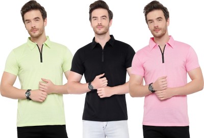 Tivy Solid Men Polo Neck Multicolor T-Shirt