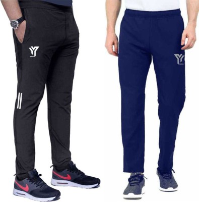 YUNEK Solid Men Black, Blue Track Pants