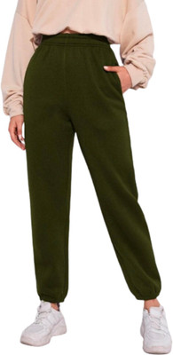 MISS LOCAL Slim Fit Women Dark Green Trousers