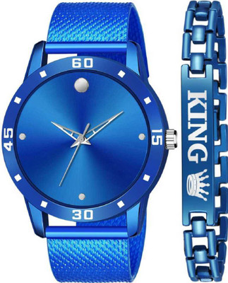 PZOZ 540+BLUE KING NEW STYLISH DIAL- PU STRAP & BLACK KING BRACELET COMBO SET FOR MEN Analog Watch - For Boys Analog Watch - For Boys PZOZ 540+BLUE KING NEW STYLISH DIAL- PU STRAP & BLACK KING BRACELET COMBO SET FOR MEN Analog Watch - For Boys Analog Watch - For Boys