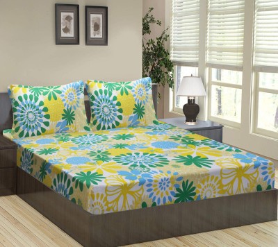 Flipkart SmartBuy 104 TC Cotton Double Floral Flat Bedsheet(Pack of 1, Green, Yellow)