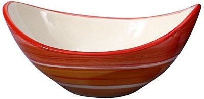 caffeine Ceramic Serving Bowl Ceramic Handmade Orange Beige Snack Bowl(Pack of 1, Orange)