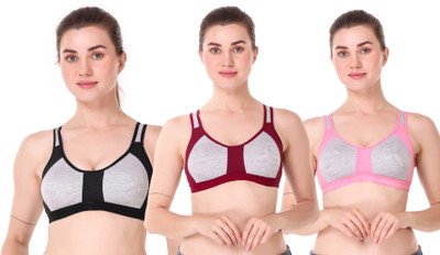 Willyard Women Sports Non Padded Bra(Pink, Maroon, Black)
