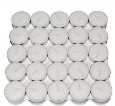 Sharum Crafts Wax Tealight Unscented Candle (Set of 50) Candle (White, Pack of 50) Candle(White, Pack of 50)
