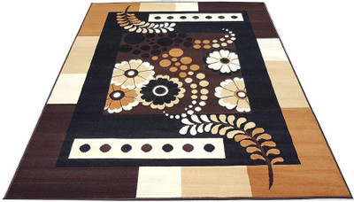 SM Handloom CARPET Brown, Beige Silk Carpet(6 ft,  X 8 ft, Rectangle)