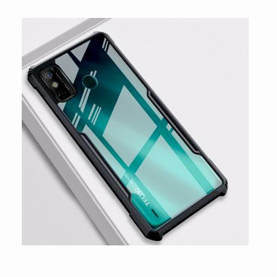 VAPRIF Back Cover for Tecno Spark 6 Go, Transparent Hybrid Hard PC Back TPU Bumper(Black, Transparent, Shock Proof, Pack of: 1)