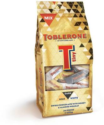 Toblerone Tiny Mix Swiss Chocolate with Honey & Almond Nougat (Dark/Milk/White) (34 Pcs) Bars