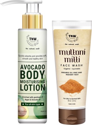 TNW - The Natural Wash Multani Mitti Face Wash and Avocado Moisturizing Lotion Combo(2 Items in the set)