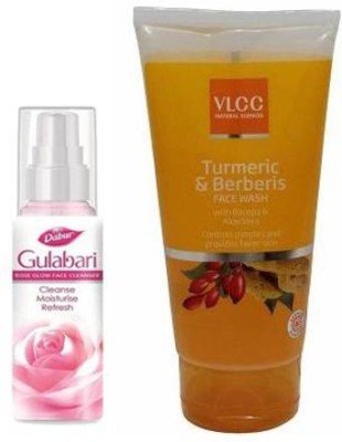 VLCC Turmeric & Burberis face wash and Gulabari Rose Water combo pack(2 Items in the set)