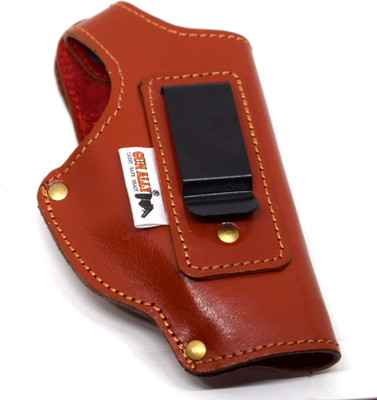 GunAlly IWB/OWB Leather Gun Holster Concealed Carry for 32 Pistol Pistol/Gun Cover Free Size(Brown)