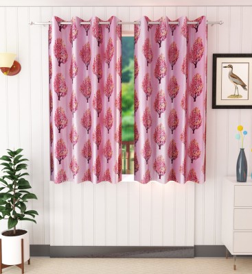 Ruhi Home Furnishing 152 cm (5 ft) Polyester Blackout Window Curtain (Pack Of 2)(Floral, Pink)