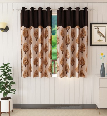 Ruhi Home Furnishing 152 cm (5 ft) Polyester Semi Transparent Window Curtain (Pack Of 2)(Printed, Brown)