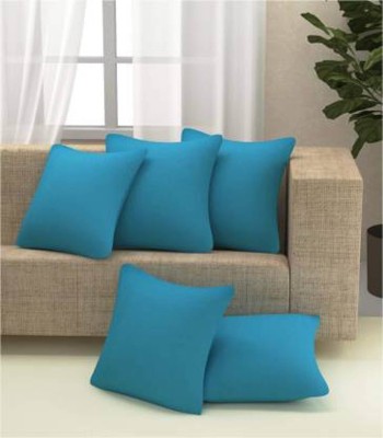 Xy Decor Plain Cushions & Pillows Cover(Pack of 5, 40 cm*40 cm, Blue)