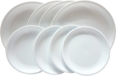 Kanha Pack of 8 Plastic Dinner Set(White, Microwave Safe)
