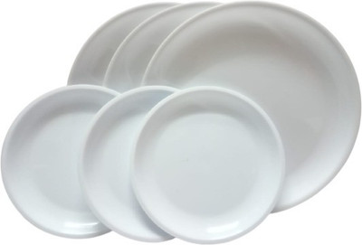 Everbuy Premium Quality Microwave Safe and Unbreakable Round White Plates ( Set of 4 Full Plates [11 inch]+ 4 Half Plates[7.5 inch] ) For Home and Restaurant Travelling Birthday Parties Buffet Biryani Dinner Plate(Pack of 8, Microwave Safe)