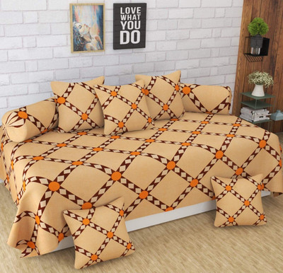 MORADO Polycotton Geometric Diwan Set(Beige)