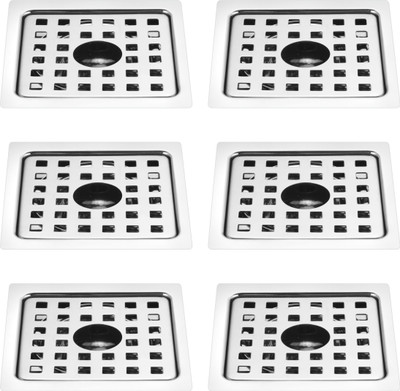 RUHE Floor Stainless Steel Push Down Strainer(12.7 cm Set of 6)