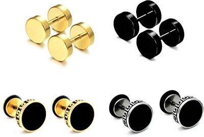 shivay Mens Earring & Women Earring Fashion Multi jewellery Valentine Platinum Black Blue Golden Silver Surgical Plug Hoop Ear piercing Studs stainless Steel Jewelry Stylish Fancy Party wear casual High Gold Polish Daily use simple Magnet non Pierced Round pressing Dumbell Multicolor press Mahadev M