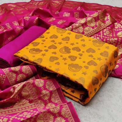 Diva's Choice Cotton Silk Self Design Salwar Suit Material