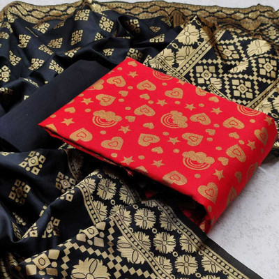 VredeVogel Cotton Silk Solid, Embellished Salwar Suit Material