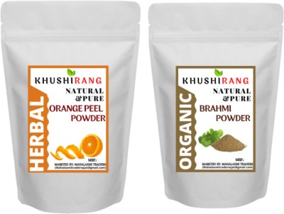 KHUSHIRANG Natural Orange Peel Powder and Brahmi Powder (100g each) Pack of 2 (200g)(200 g)