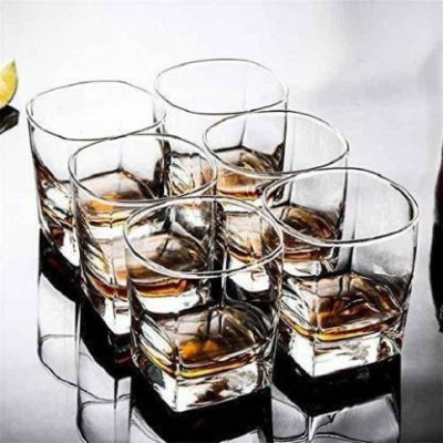 JISHAENTERPRISE (Pack of 6) 46. Crystal clear party square whiskey x 290 x 6 Glass Set(290 ml, Glass)