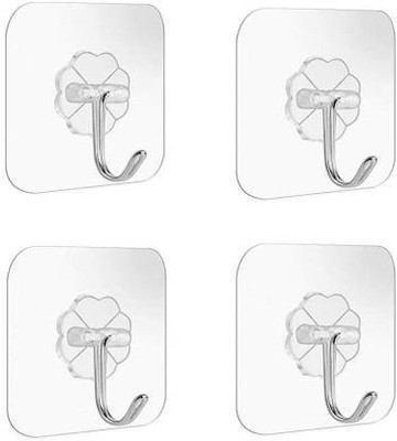 Classic deal DLX445Set of 4 Wall Hooks Heavy Duty Hooks for Hanging 10KG (Max) Magic Stickers Hooks Seamless Transparent Adhesive Hooks for Hanging Keys Coats Hats Bags Ceiling Hook (Pack of 4 Hook 4(Pack of 1)