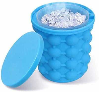 mega store 1 L Silicone, Plastic LM-Silicone Ice Cube Maker Bucket Round,Portable,for Home, Party and Picnic Ice Bucket(Blue)
