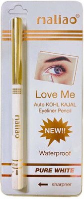 maliao Pure White Kajal with sharpener Waterproof Smudge proof Auto(White, 0.35 g)