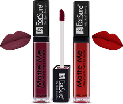 ForSure Matte Me Liquid Lipstick Combo of 2 (Non Transferable)(Ruby Red , Matte Red, 10 ml)