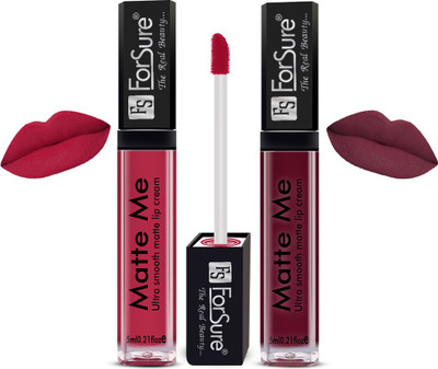 ForSure Liquid Lipstick Combo of 2 (Non Transferable)(Rich Pink, Ruby Red, 10 ml)