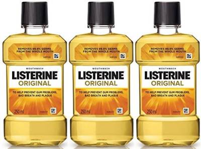 LISTERINE Original Mouth Freshener to help Prevent Gum Problems Bad Breath and Plaque Each 250ml Pack of 3