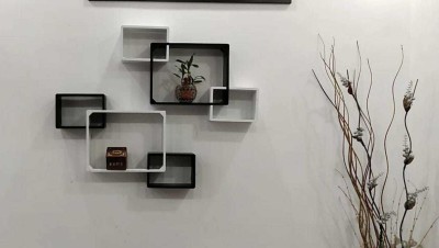 Yasar Handicrafts SET OF 06 wodden wall shelves Wooden Wall Shelf(Number of Shelves - 6, Black, White)