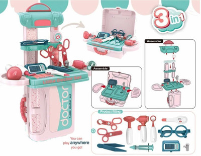 Toyvala 3 in 1 Doctor Play Set Pretend Play Learning Educational Medical Toy Tool with Portable Medical Clinic Suitcase & Equipment