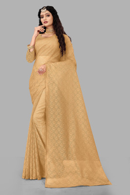 Vidula Self Design Bollywood Net Saree(Beige)