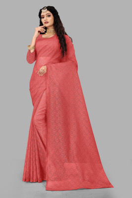 Vidula Self Design Bollywood Net Saree(Pink)